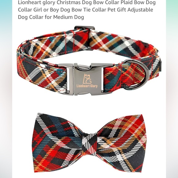 Lionheart Christmas Dog Collar & Bowtie - Picture 1 of 12